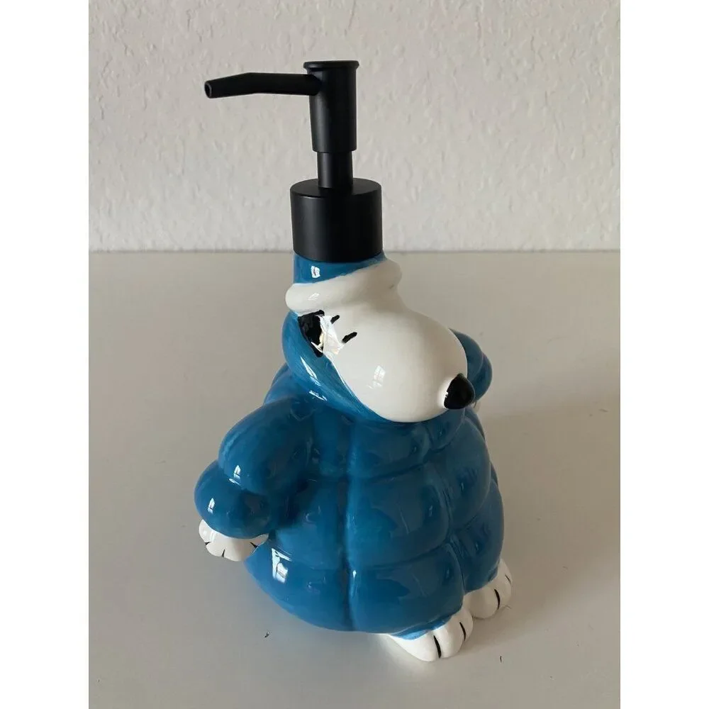 Peanuts Snoopy Soap Lotion Dispenser Blue Quilted Puffer‎ Puffy Jacket NEW